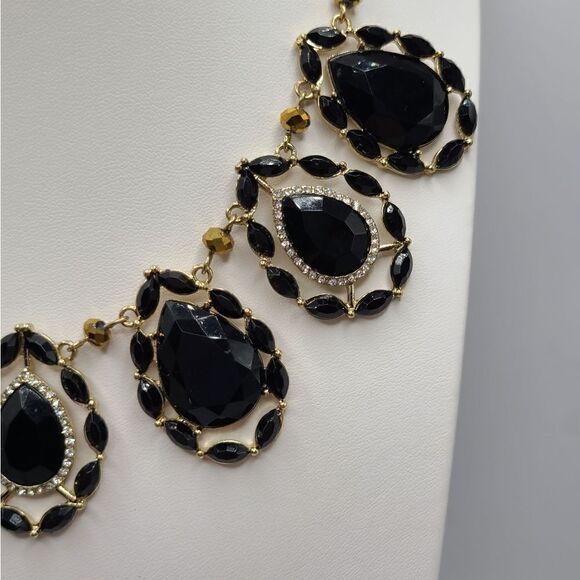INC International Concepts Black and gold rhinestones necklace - Picture 4 of 8